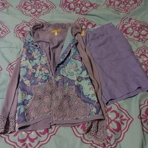 🎃Sigrid Olsen short set petite S blue